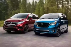 Comparison of a minivan and SUV side by side